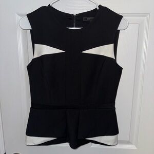 BCBGMaxAzria Peplum Black and White Top